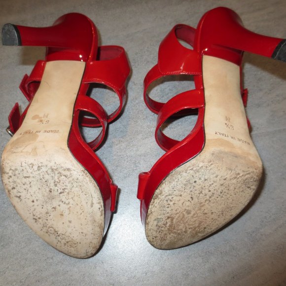 LAST CHANCE MICHAEL KORS, Sexy Red Strap & Buckle High Heel Platform Sandals - Picture 9 of 9